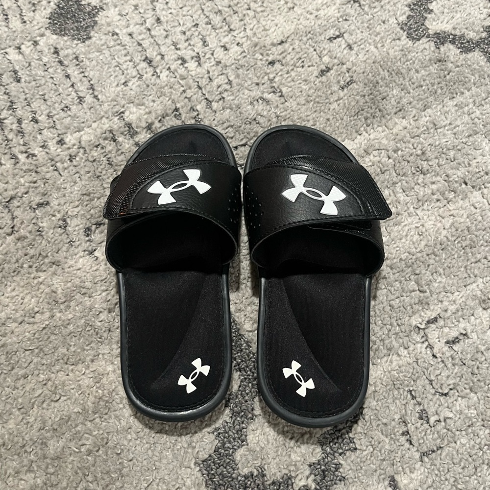 Under Armour Kids Black and White Slide Sandals